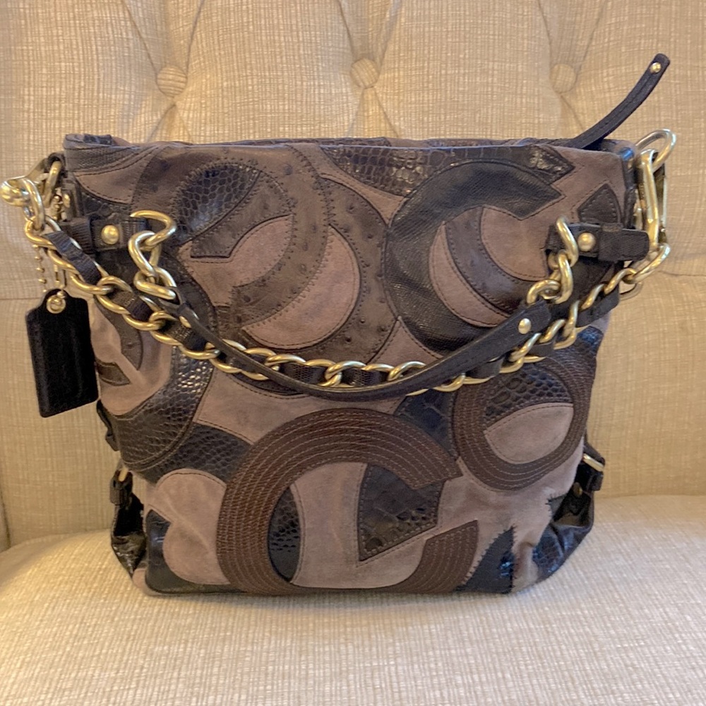 Coach multi leather/suede handbag
